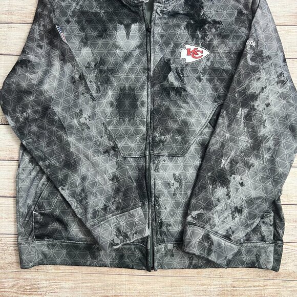 NFL Kansas City Chiefs Jacket L/G Reebok OnField Full Zip Hoodie Geometric Gray - Picture 14 of 14